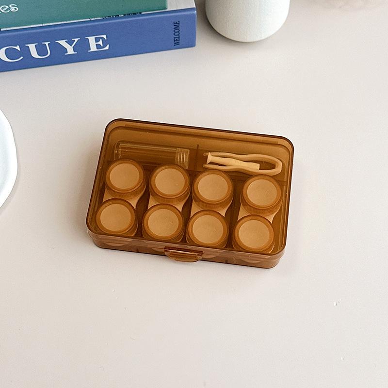 1PC Portable Cute Contact Lense Case Transparent Solid Candy Color Box Four Pairs High-capacity Invisible Care Box Women Men