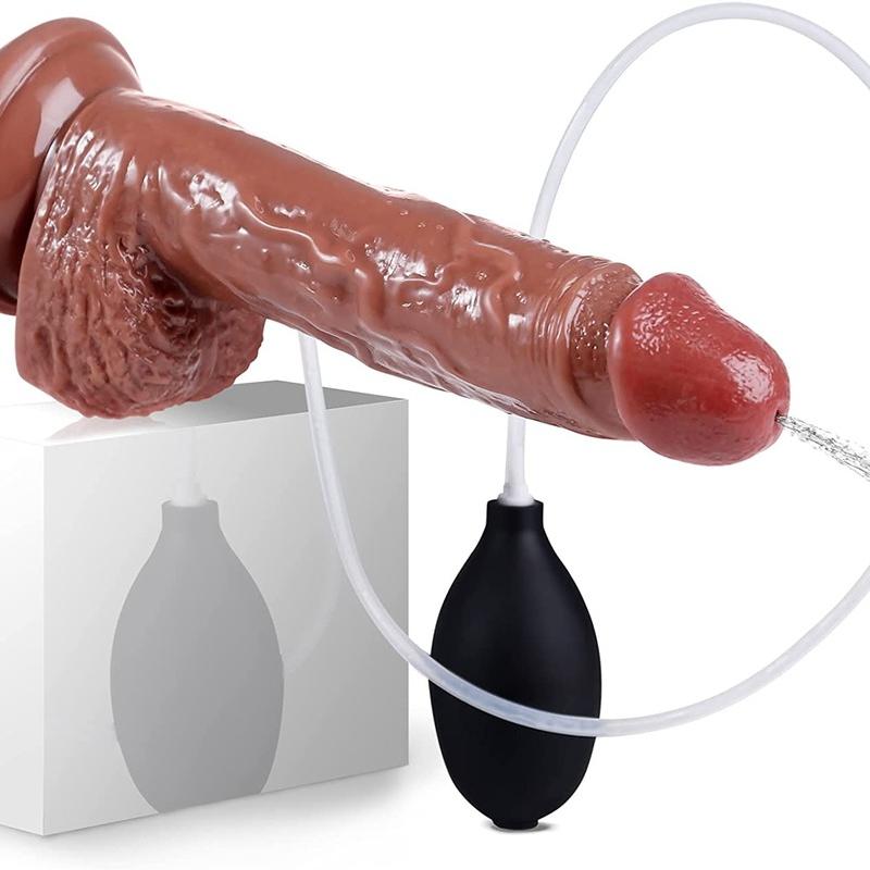 Real Jet Dildo Ejaculation Powerful Suction Cup. The Penis Has A Curved Shaft And Ball, Which Is Suitable For Female G-spot And Anus