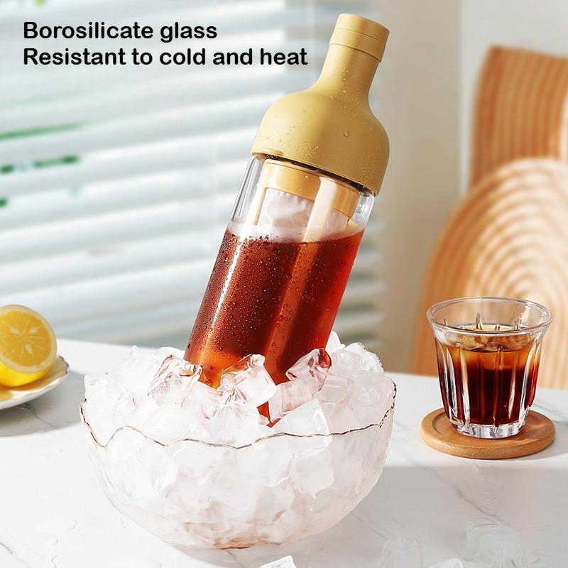 Glass Coffee Cold Brew Pot, Super Heat and Cold Resistant Flower Tea Coffee Pot, Cold Brew Bottle