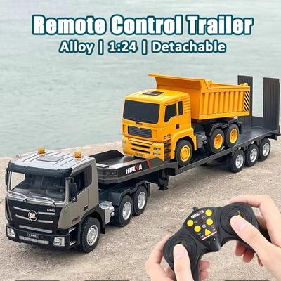 2024 Nuovo giocattolo per camion telecomandato in lega 1/24 83 cm grande rimorchio a pianale modello di camion di trasporto telecomandato giocattolo elettrico regalo per bambini