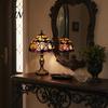 Gothic Night Lamp Halloween Pumpkin Ghost Table Light, USB Stained Glass Art Lightweight Light Lamp, Vintage Decorative Desk for Holiday Party Home