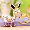 Enamel Donkey HandBag Pendant Crystal Keyrings Keychains For Car Purse Bag Buckle Party Gift Key chains Holder