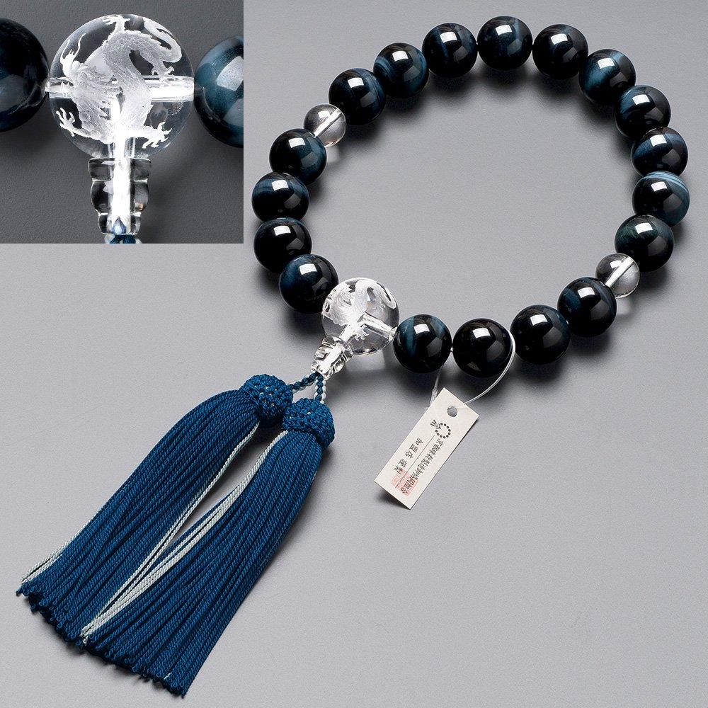 Altar Shop Takita Kyoto Prayer Beads for Blue Eye Dragon Carved 18 Pure Silk Head Bead Bag Can Be Used by All Certificate Included [Buddhist Shoten]