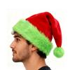 Fluorescent Green Christmas Hat with Plush Edge - Novelty Xmas Party Decor, Family Holiday Decoration & Video Props