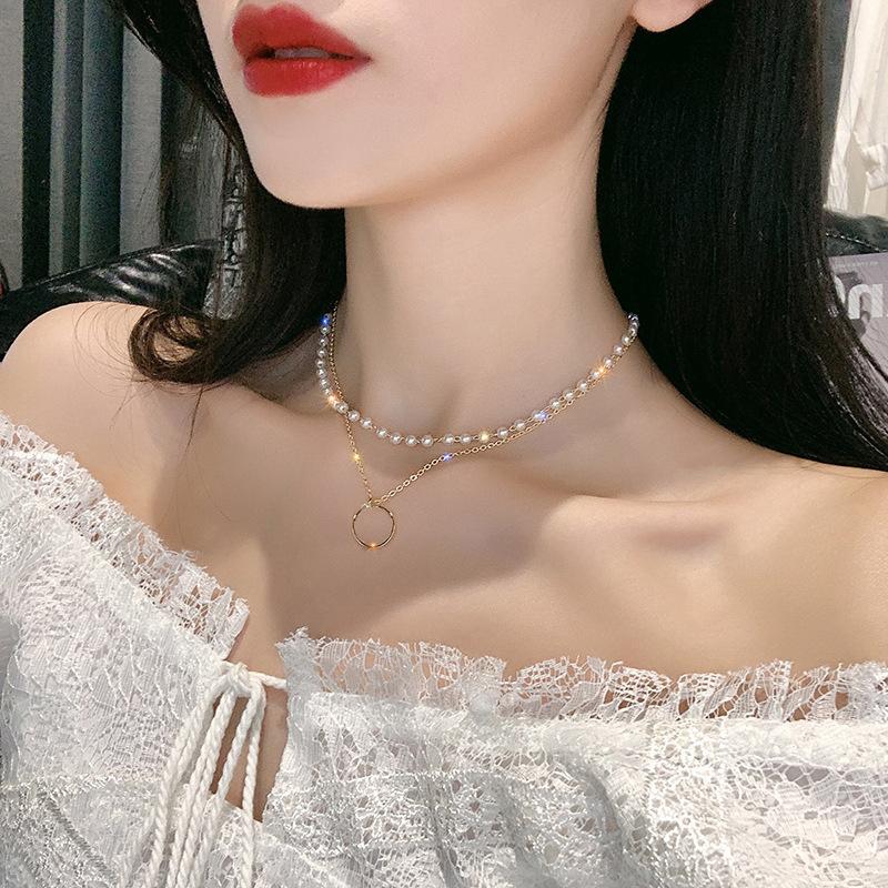Shining Fake Crystal Pearl Choker Necklace For Girls Elegant Drop Chian Pendant Necklace Fashion Jewelry Gifts