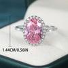 S925 Sterling Silver Pink Cubic Zirconia Oval Shaped Ring for Women Luxury Accessories Wedding Jewelry