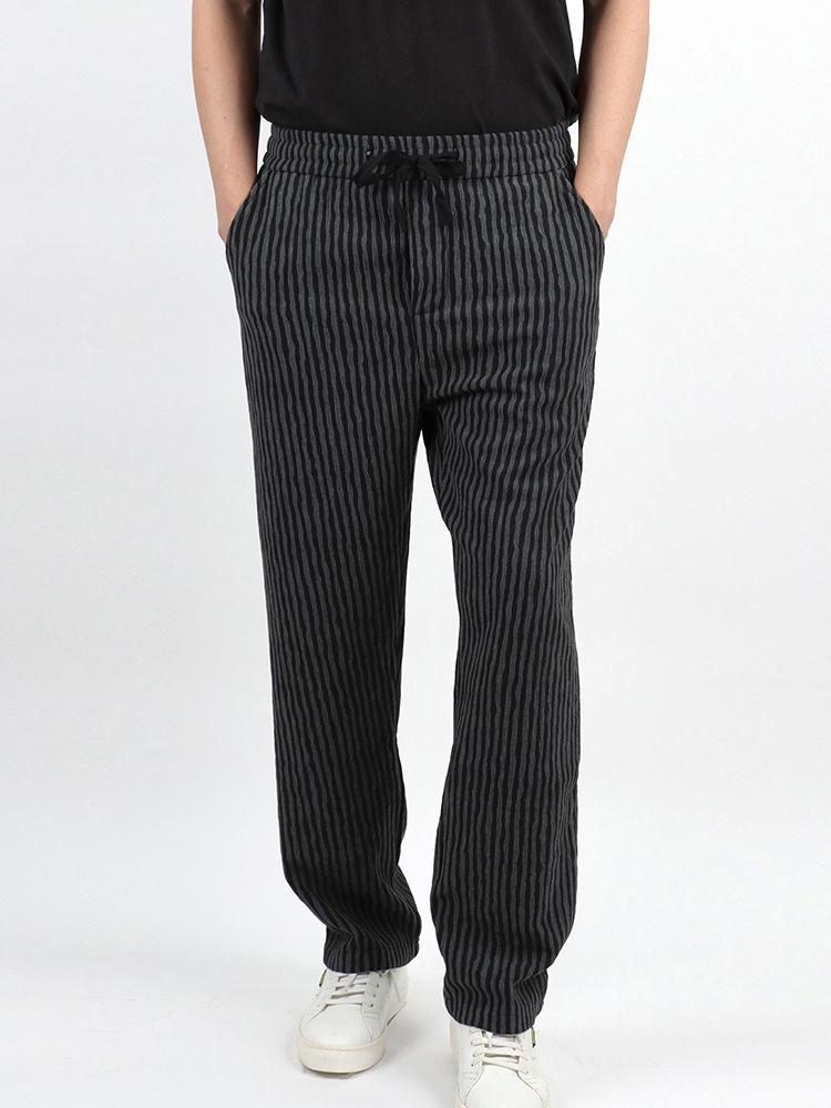 IKALOOK Casual Striped Elastic Wide Pants Bpt108