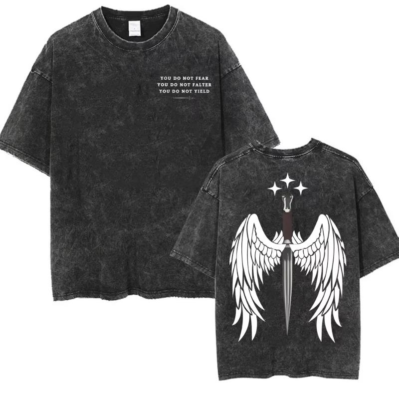 The Bat The Night Court Acotar Retro Washed T Shirt Woman's Gothic Tshirts Cool Oversized T-shirt Y2k Streetwear