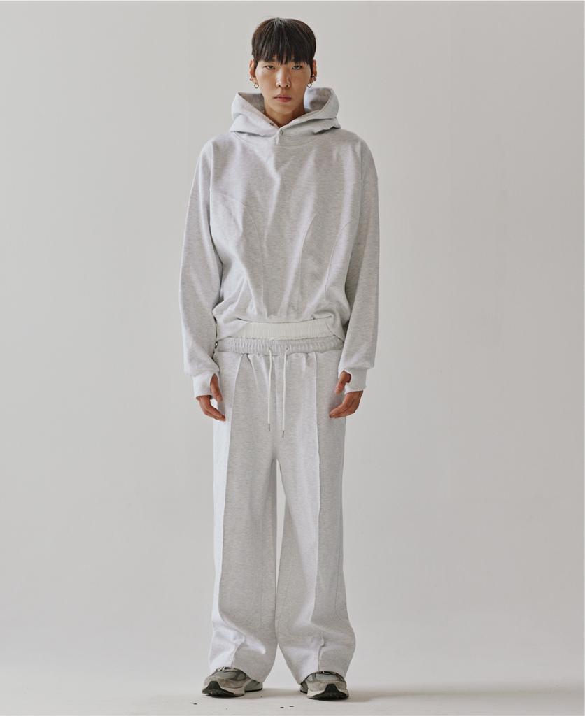 Deoseutoli Section Sagging Tracksuit Pants (White Melange)