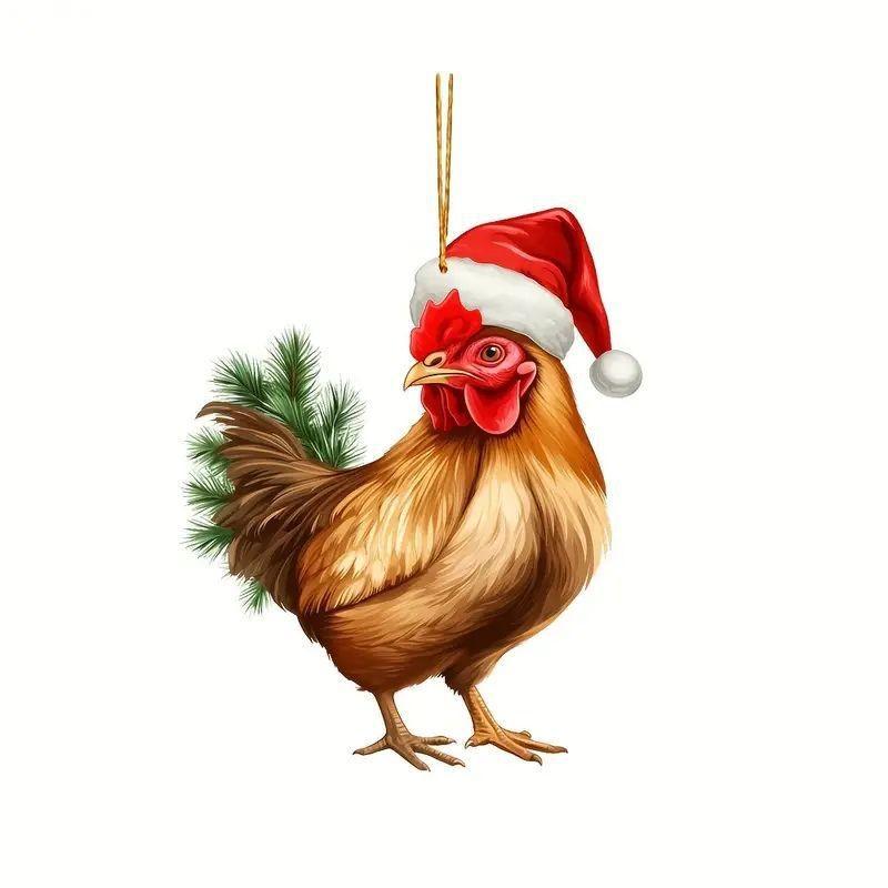 

Петух Акриловый Уникальная Подвеска на Рождественскую Елку Демонстрирует Игривый Мультяшный Стиль Идеально Подходит Для Праздничного Украшения 2