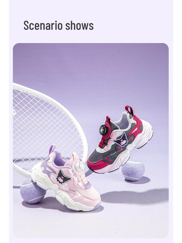 Hello Kitty Girls' Breathable Mesh Running Shoes - 2025 Autumn Collection with Kuromi Trendy Design