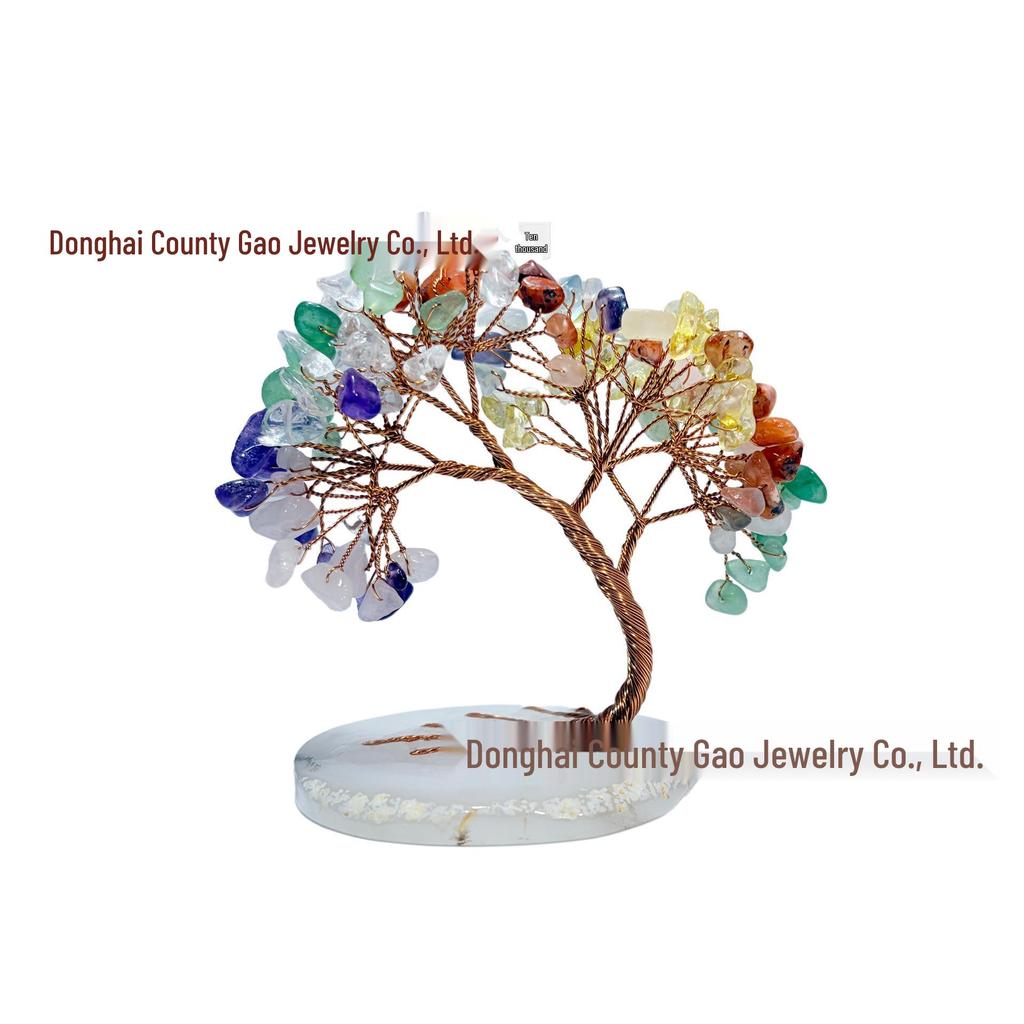 Natural Crystal Money Tree Ornament with Agate Base
