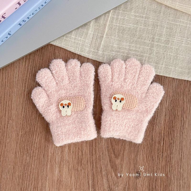 Children's gloves winter thickened infants and young children cold and warm children five-finger boys and girls knitted finger gloves