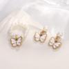 Pearl Butterfly Jewelry Set Oil Drop Butterfly Charm Pearl Bracelet Earrings Necklace Girls Jewelry Set