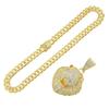 Men's Personalized 3D Diamond Lion Pendant Cuban Chain Necklace - Hip-Hop Style