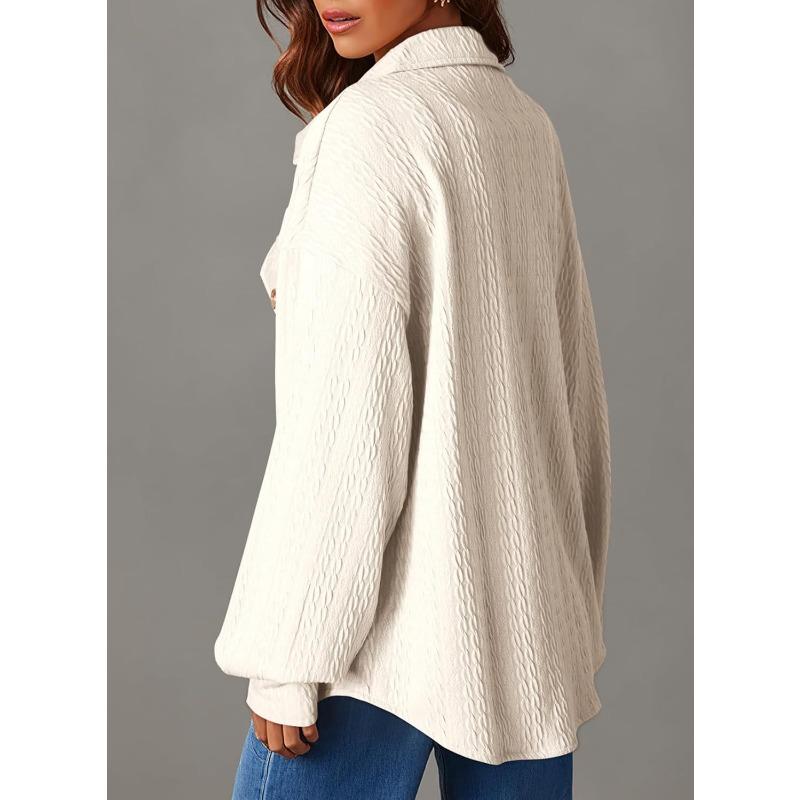 Women's Fashion Casual Solid Color Print Autumn Winter Long Sleeve POLO Neck Jackets & Coats