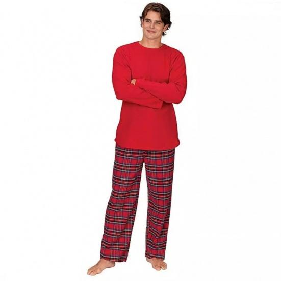 Christmas Family Matching Pajamas Set Long Sleeve Pullover Top Plaid Pants Pjs Sleepwear Set Soft Holiday Loungewear for Women Men Kids