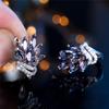 Exquisite Purple Zircon Drop Earrings for Women Fashion Silver Color Wedding Party Jewelry Gift