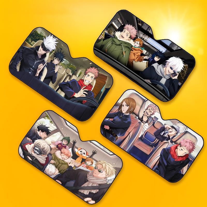 J-Jujutsu Kaisen Anime Car SunShade Windshield Foldable Three-layer Insulation Sunshade By Suction Cup Blocks UV Rays Sun