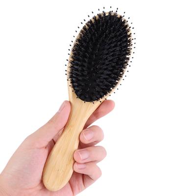 Roypad Hair Brush, Pig Bristle Paddle Brush, Bamboo Comb, for Men, Women, and Children, Scalp Care, Anti-Static, Improves Hair Quality, Shiny Hair