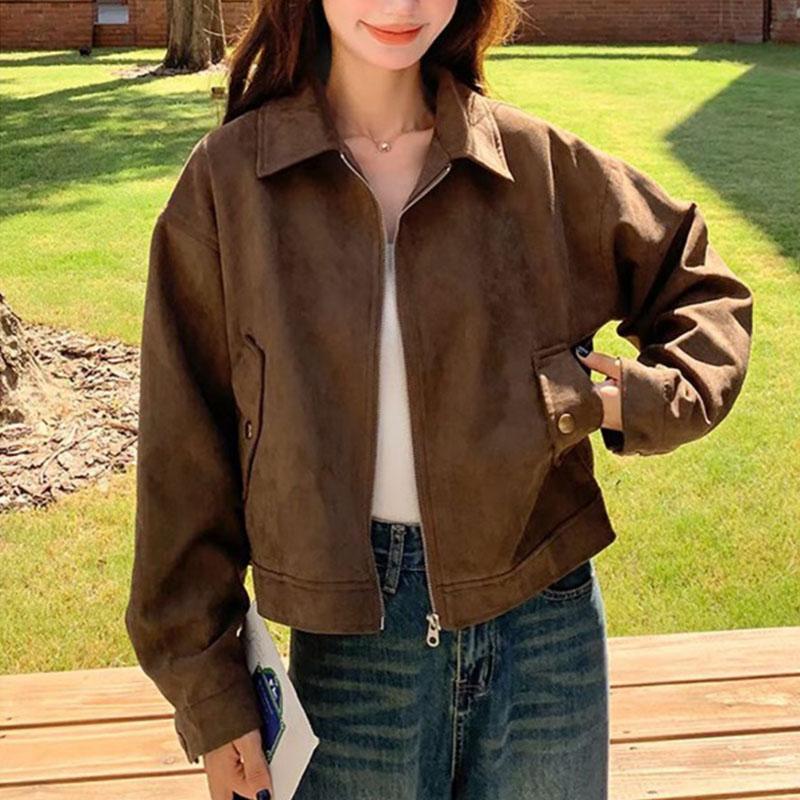 

Короткое пальто цвета кофе Майяра для женщин, весна-осень, новинка, американский ретро, маленькая весенне-осенняя куртка, топ S коричневый