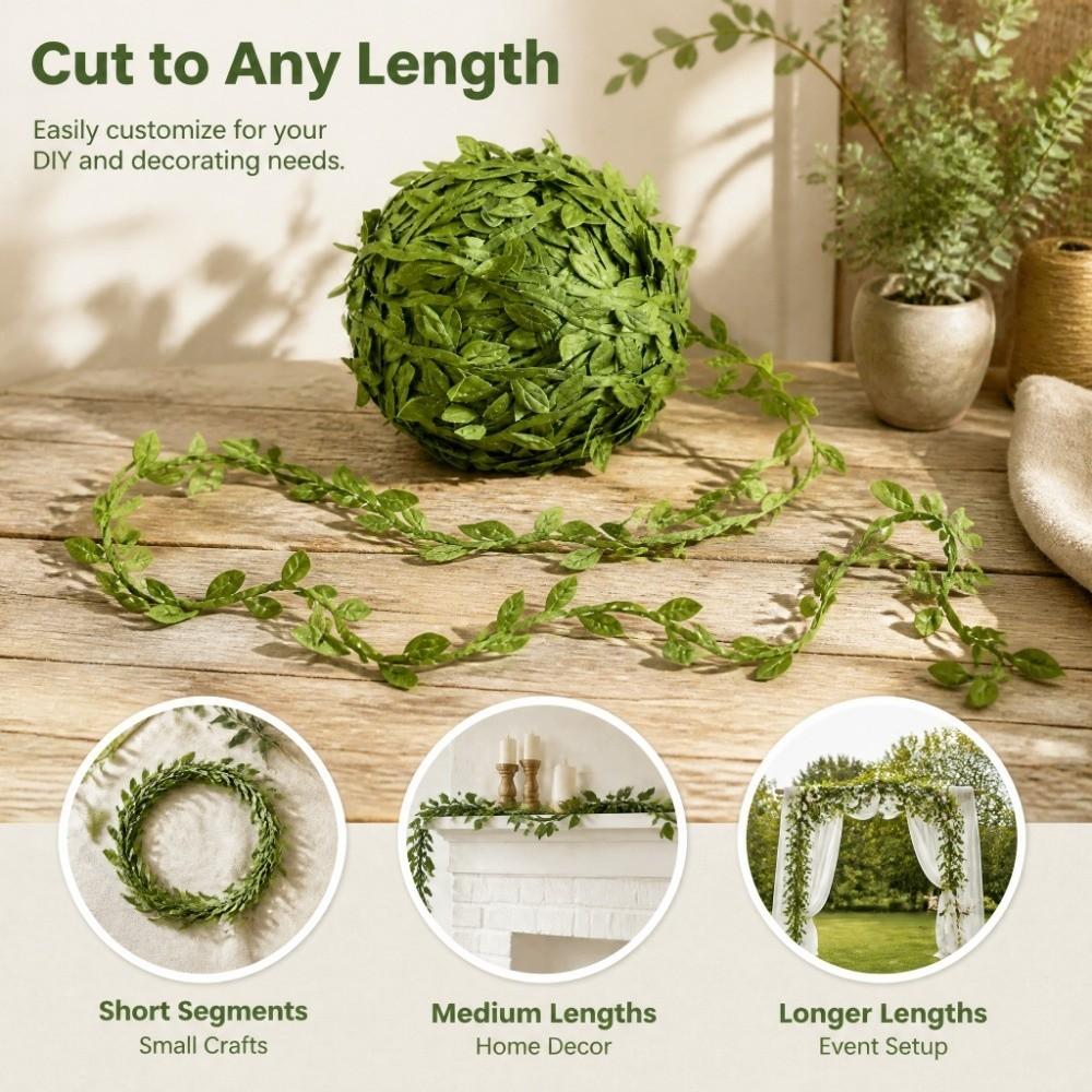 100m per roll Artificial Leaf Ribbon Polyester Green Foliage Ribbon Fake Leaf Trim Wreath making