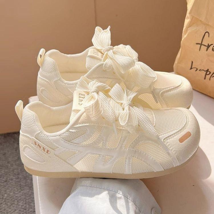 

Breathable mesh white shoes women s 2025 new summer thin soft sole not tired feet German training casual sports shoes 35 бежевый