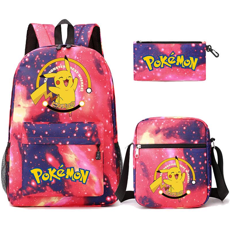 Backpack Teen Student School Bag Three-piece Pencil Case Crossbody Bag