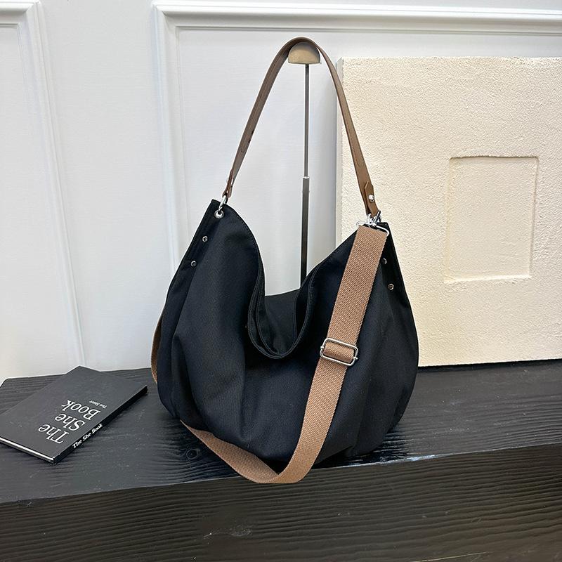 Retro Simple Lazy Wind Canvas Bag Women's 2025 Autumn New Commuter Tote Bag Fashion Shoulder Messenger Bag