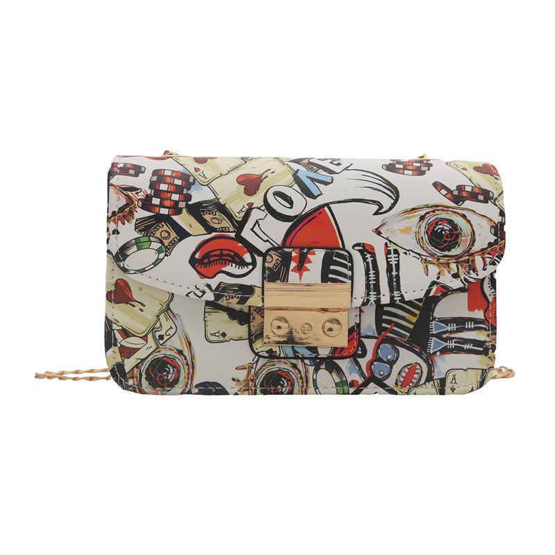 Stylish Graffiti Shoulder Bag 2024 Trendy Pu Leather Crossbody Bag For Women красный