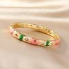 Enamel Hollow Out Flower Bangle Traditional Women's Hand Bracelet Chinese Cloisonne Bracelet Girls