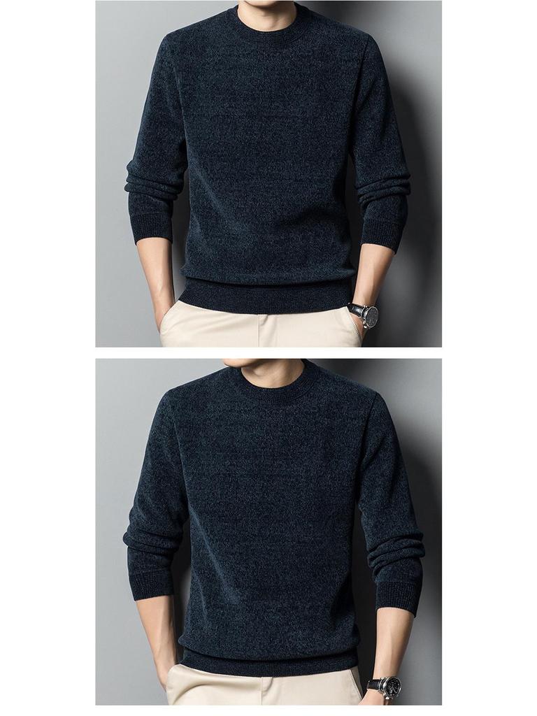 Men's Chenille Fleece One-Piece Knitwear: Thickened Warm Winter Woolen Base Layer Sweater
