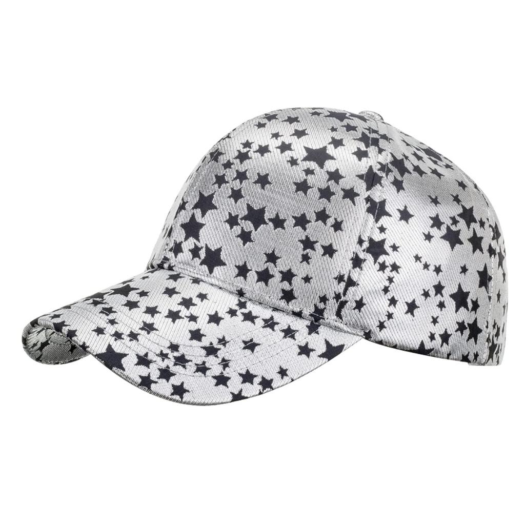 White Fang CA694 Star Pattern Cap for and Men and Women (Silver) Sports, Running, Outdoors,