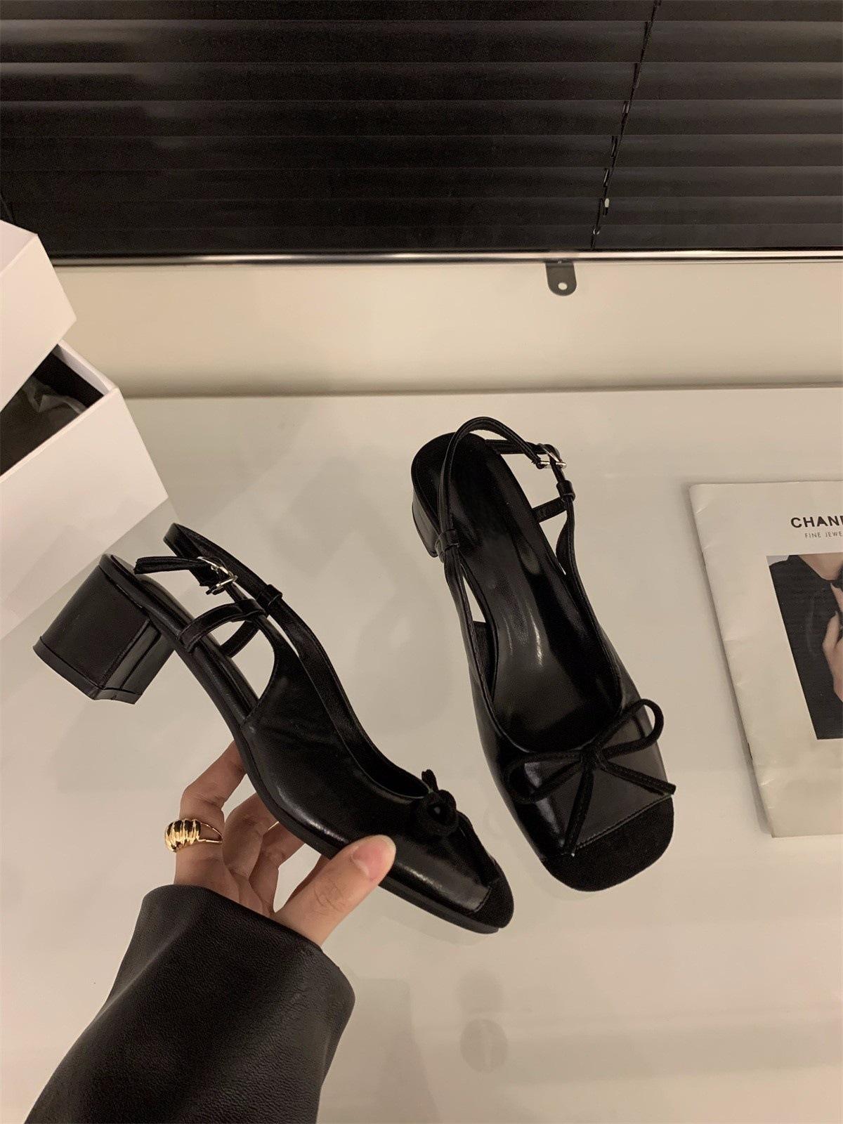 

Средний и высокий каблук серебристые сумка голова сандалии туфли феи 2025 новый весна и лето бант с юбкой одинарные туфли 37 чёрный