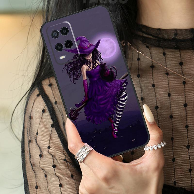 Halloween Moon Witch Horror Case For Oppo A5 Pro A15 A17 A57 A77 A18 A38 A58 A78 A98 A94 A74 A54 A40 A60 A80 A96 A76 A16