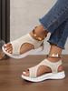 Women's Plus Size Breathable Knit Flat Sandals - European & American Casual Thick-Soled Beach Sandals