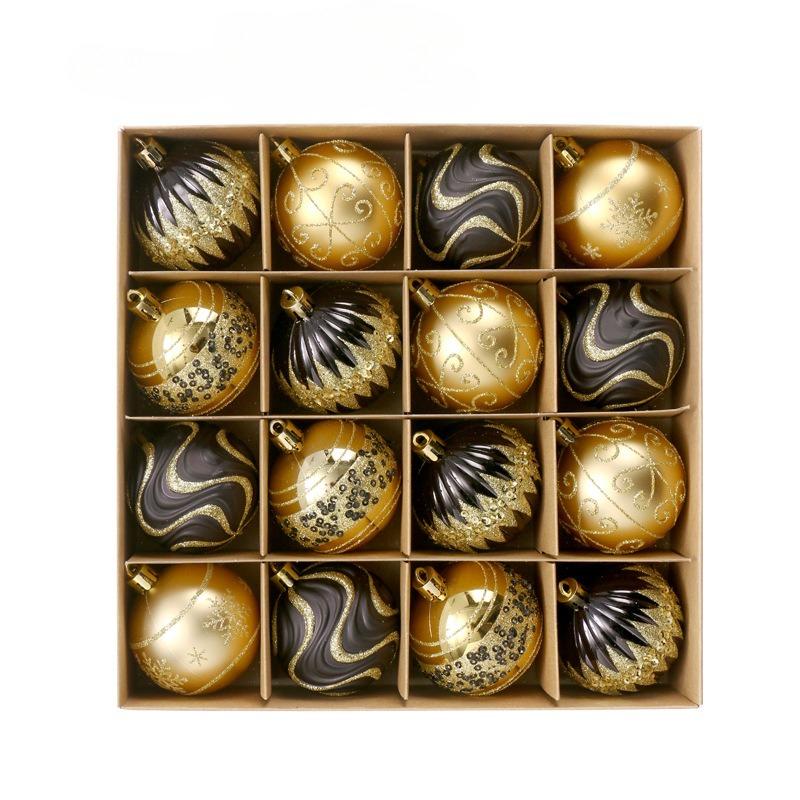 16Pcs Christmas Ball Snowflake Stripe Pattern Christmas Tree Ornaments Luxury Xmas Tree Decorations For Party Wedding New Year