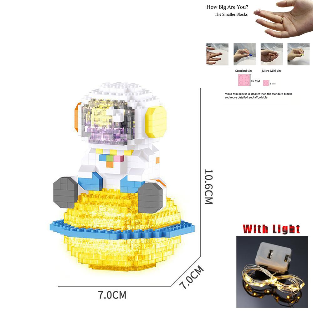 LED Micro Building Blocks Space Series Glowing Astronaut Figure DIY Bricks Set with Light DIY Bricks, Christmas Gift for Kids
