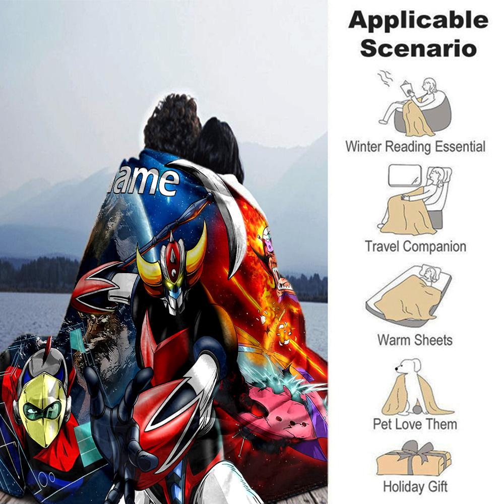 Customiz Name Personality UFO Robo Grendizer Blanket Soft &Warm Sofa Office Bed Travel Lunch Break Blanket, Gift Suitable All Seasons