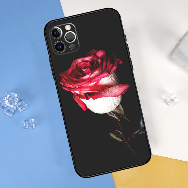 Red Rose Flower Phone Case For iPhone 16 Pro 15 Pro 11 13 14 Pro Max 12 Mini XR 16 15 Plus 16e Cover Shell