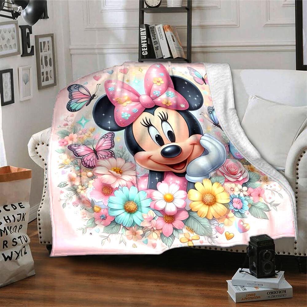 Minnie Mouse Floral Fantasy Blanket Soft Throw Blanket For Home Bedroom Bed Sofa Travel Office Solid Christmas Blanket