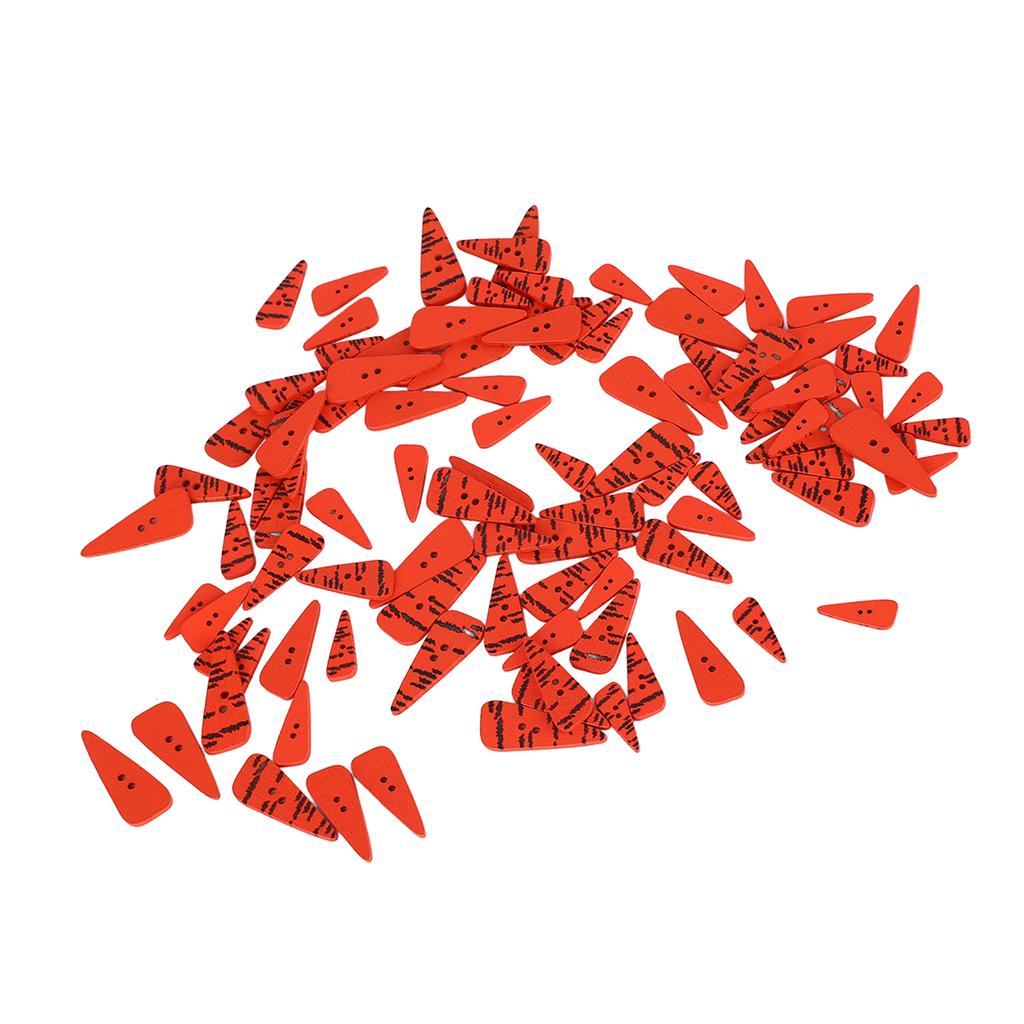 100pcs Orange Carrot Button 4 Sizes DIY Cute Wood Buttons for Crafting Sewing Christmas with 2 Holes