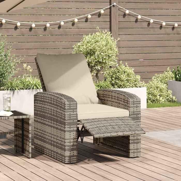 VidaXL Fauteuil inclinable de jardin avec coussins marron clair rotin 364103