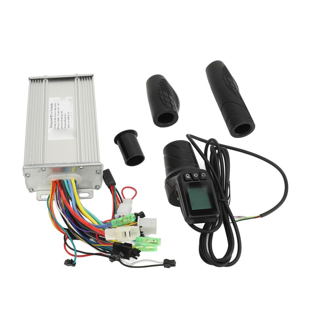 36V 48V 500W 28A Electric Bike Scooter Controller with 128DX Half Twist Throttle Grips Electric Bicycle Controller Kit