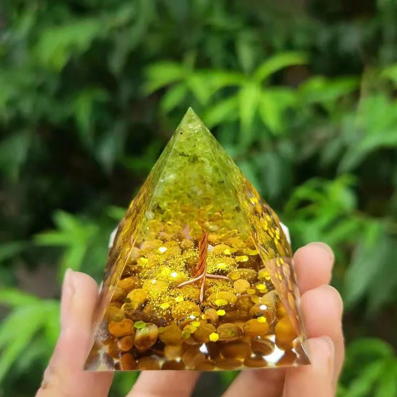 Pyramid Amethyst Peridot Meditation Tool Healing Crystal Energy Saving Quartz Home Decoration Crafts