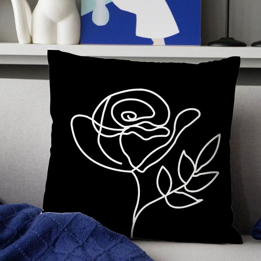 Ins Nordic Geometry Black and White Pillowcase Light Luxury Home Sofa Cushion Cover Living Room Bedroom Pillow Cover