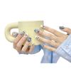 HANDMADE Artificial Nail Blue Heavy Industry Crystal Moon Short Style Phototherapy Nails Fake Nails Reusable and Removable Nails