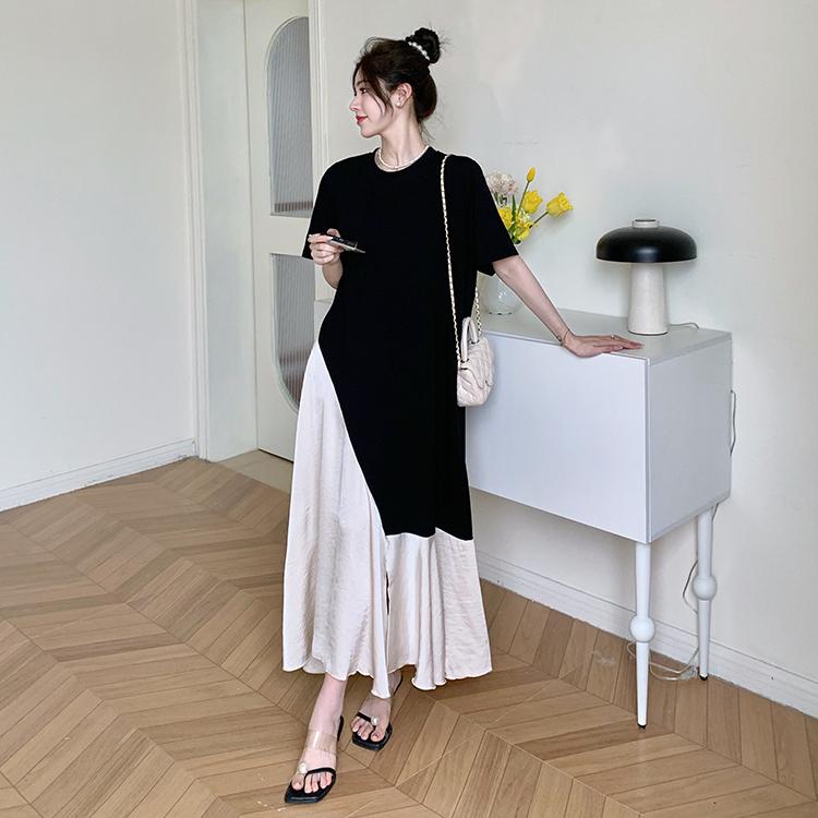 

DIMANAF Женское платье больших размеров 2024, новое летнее стильное платье больших размеров, повседневное базовое длинное черное свободное платье L чёрный