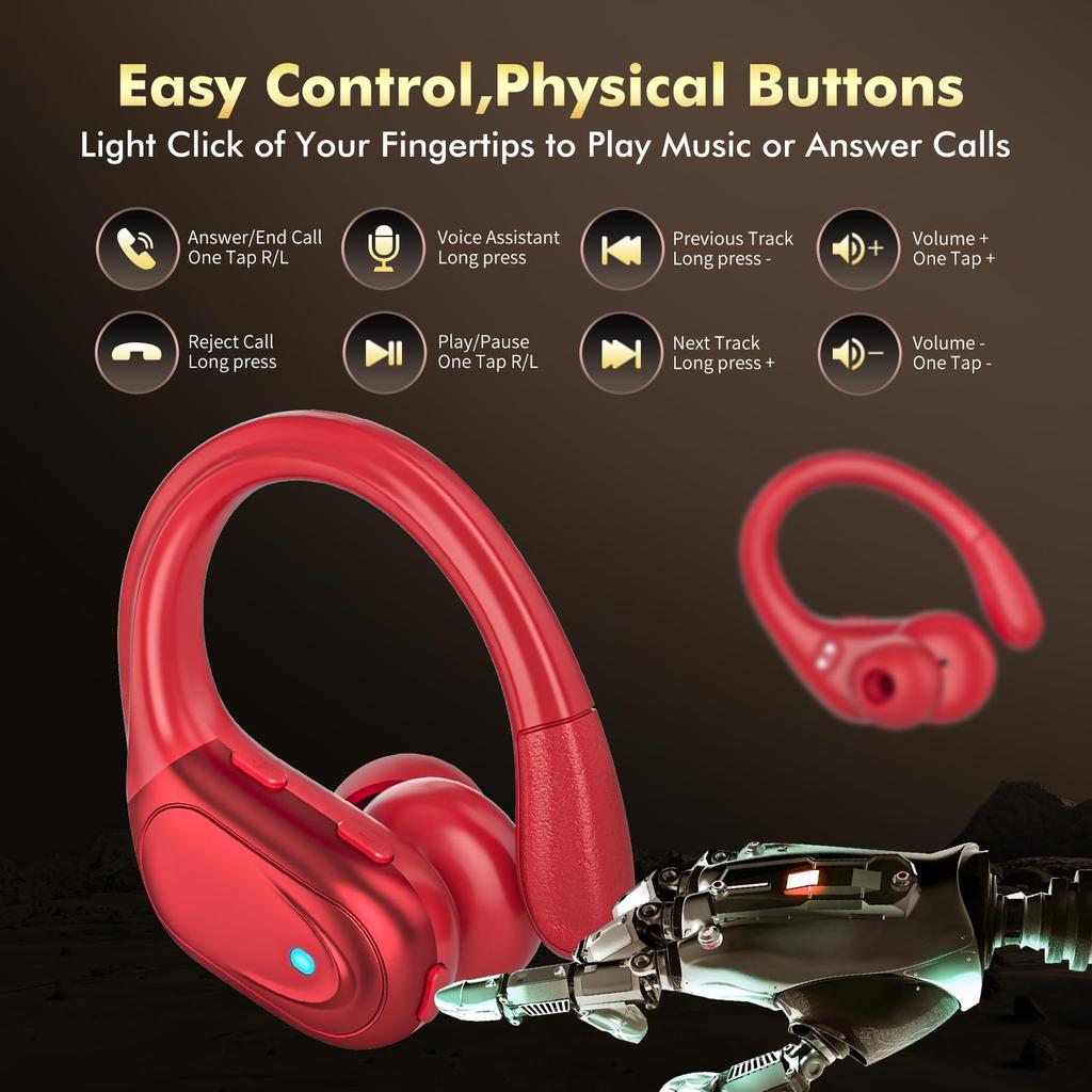 Bluetooth Wireless Earbuds Latest Bluetooth Bluetooth ENC Noise Up To 80 Hours of IPX7 Ear Hook Auto LED Suitable for Web and School [2025 Earbuds]
