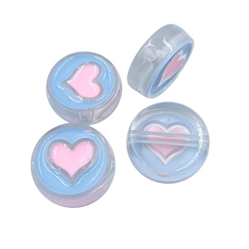 

Jewelry Making Heart Strawberry Wholesale Necklace Bracelet Pendant DIY For Loose Beads 4Pcs beads 24mm Round Heart синий